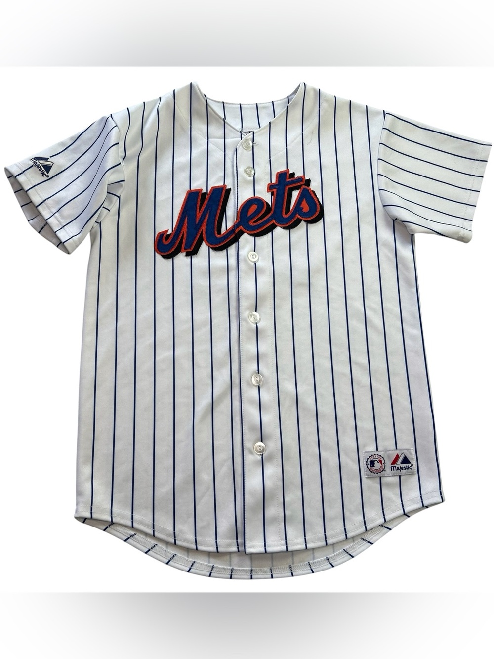VTG New York Mets Majestic #21 Carlos Delgado Pinstripe Jersey YOUTH size L Sewn